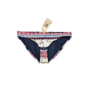 Agua Bendita Audrey Mist Swim Bottom LARGE Blue Floral Bandana Vacation Summer